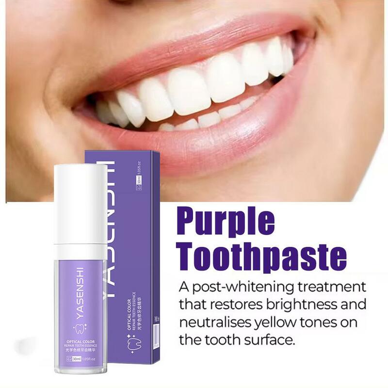 V34 30ml dentifricio sbiancante viola rimuovi macchie riduce l'ingiallimento cura per i denti gengive alito schiarente denti B4g5