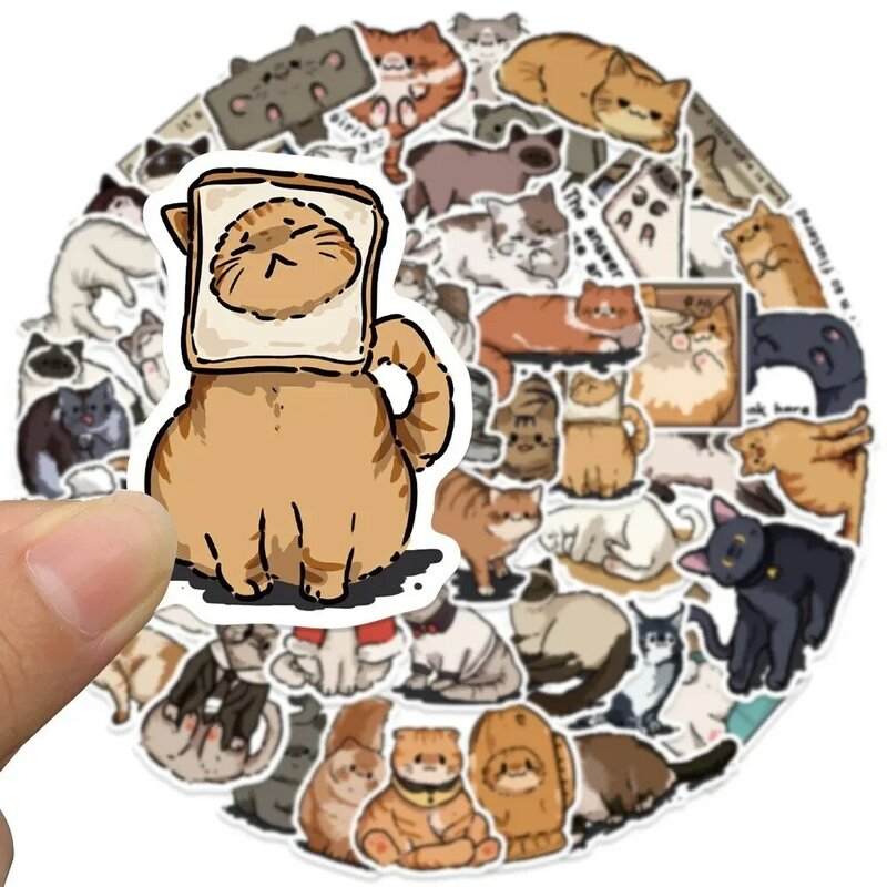 50pcs Cartoon Funny Cat Stickers impermeabile Kawaii Cat decalcomanie per bottiglia d'acqua Laptop Skateboard Scrapbook bagagli giocattoli per bambini