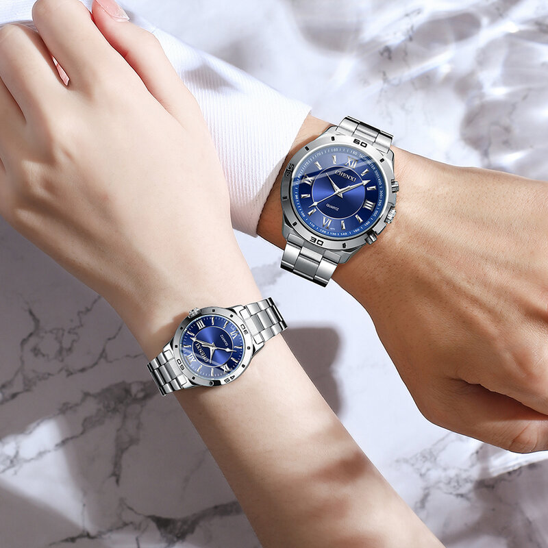 CHENXI Relógios para Homens Aço Inoxidável Prata Quartzo Relógio de Pulso Moda Mulheres Casual Negócios Casal Relógio Frete Grátis