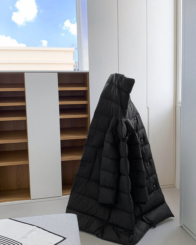 Abrigo de plumón con capucha para mujer, Chaqueta larga de gran tamaño, gruesa y Lisa, con gorro de mago, informal, para invierno, 2023