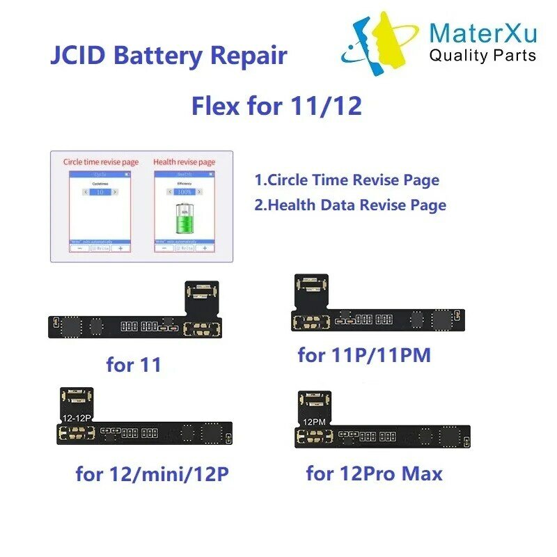 JC Original Battery Flex untuk iPhone 13 12 11 Pro Max V1S QianLi Copy Power Icopy Plus Apollo Tag On Replacement Cable Repair Kit