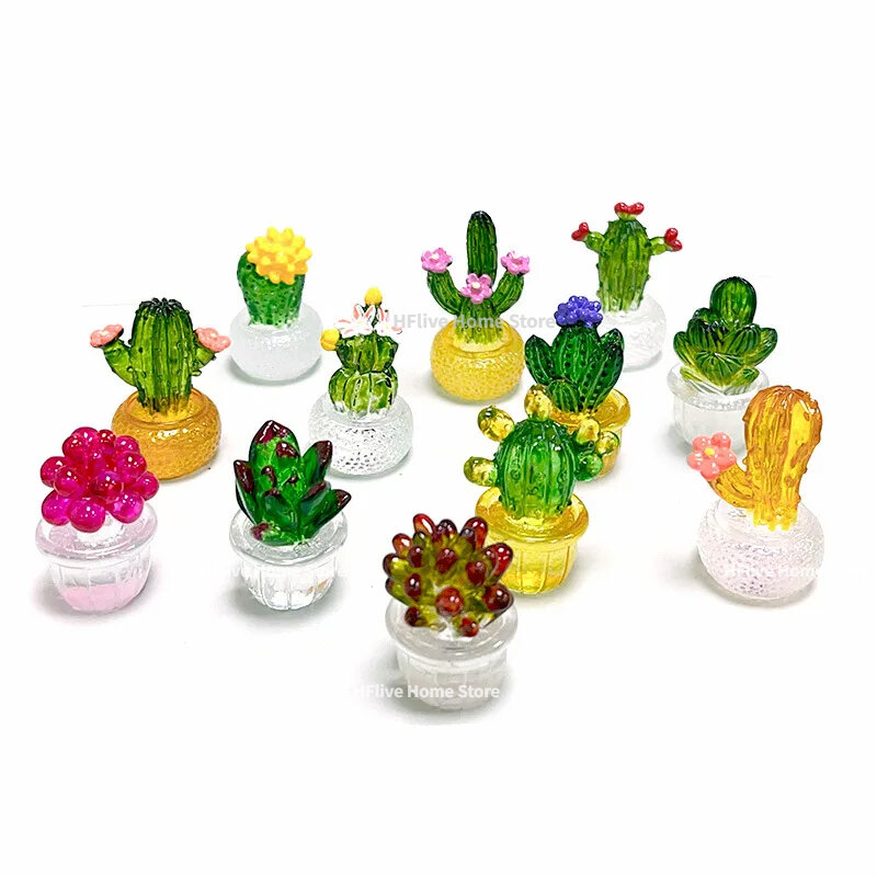 Ornamen tanaman kaktus, aksesoris rumah kerajinan dekoratif, ornamen dekorasi komputer mobil daging transparan