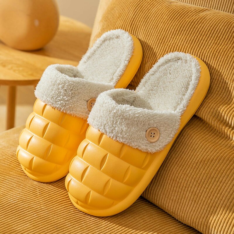 Winter Warme Bont Slippers Voor Vrouwen Waterdicht Pluche Huishoudelijke Glijbanen Afneembare Wasbare Thuis Dikke Zool Anti-Slippers