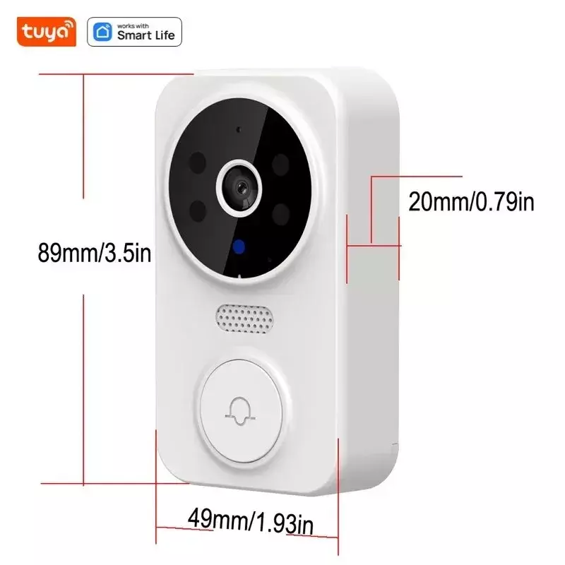 Tuya WiFi Video Deurbel Smart Home Door Bell 2.4Ghz Draadloze Oplaadbare Batterij Outdoor HD Camera Visuele Deurbel