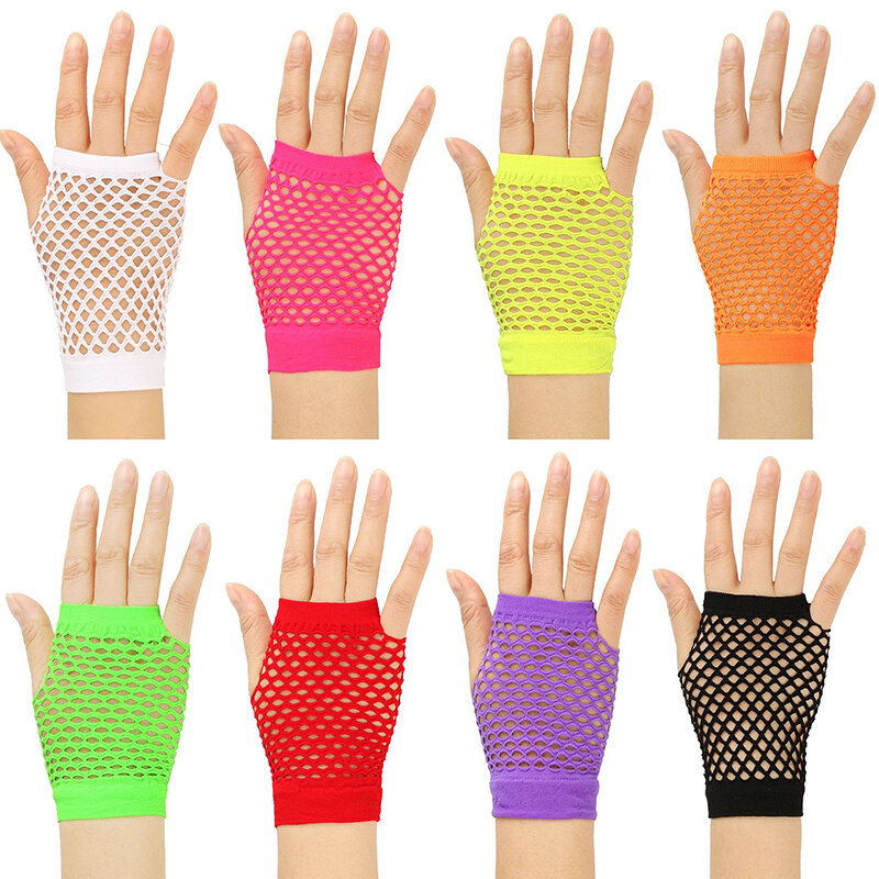 1 para damskich krótkich siateczkowych rękawiczek bez palców rękawiczki z siatki Punk rocka fantazyjne ramię klubu nocnego cieplejsze rękawiczki seksowne rękawiczki gorące