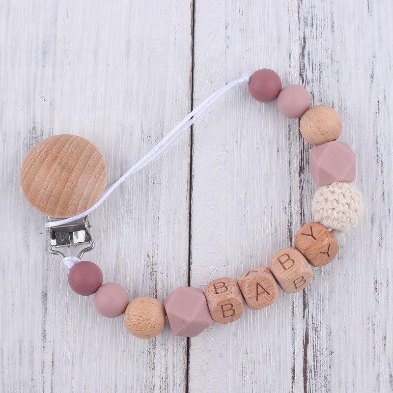 Baby Pacifier Clips Personalised Name Dummy Nipple Holder Chain Newborn Feeding Pacifiers Clip Teething Toys Anti-drop Chains