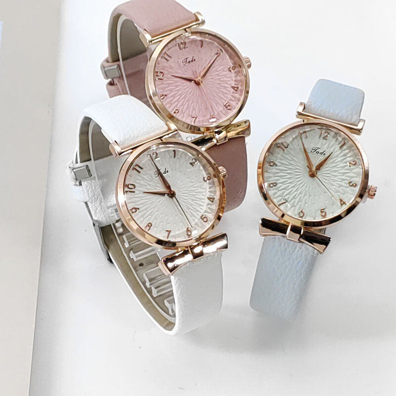 Модные женские часы Lucky Flower, Набор браслетов с цветами, женские часы с ремешком, кожаные кварцевые наручные часы, часы Relogio Feminino