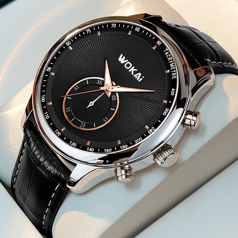 Wokai นาฬิกาควอทซ์แนวธุรกิจนาฬิกาสปอร์ตสายลำลองสำหรับผู้ชาย