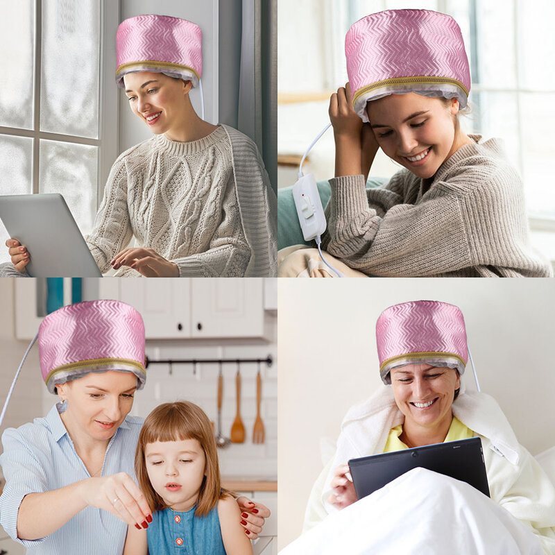 Topi Termal Perawatan Rambut Topi Pemanas Perawatan Rambut Penguap Listrik Topi Rumah Tangga untuk Wanita Bergizi Rambut Spa Salon Styling