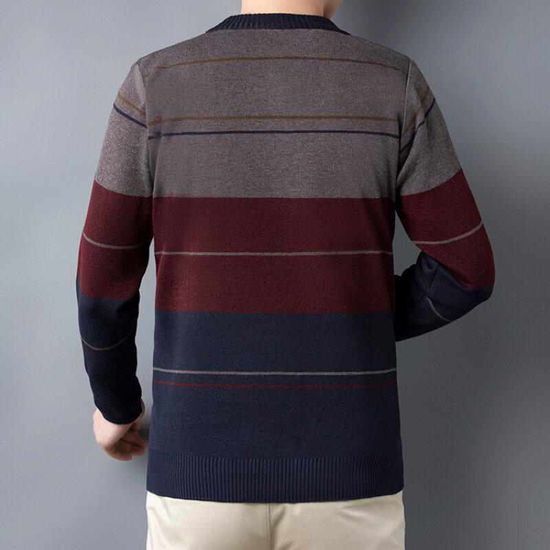 2023 Men's Sweater Quarter Zipper Round Neck Knitted Sweater Warm Casual Men's Clothing
