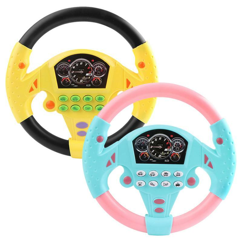 Eletric Simulation Steering Wheel Toy with Light Sound Portable Copilot Simulated Driving Controller Stroller Steering Wheel Toy
