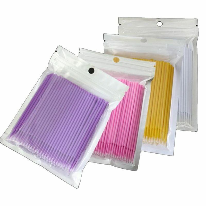 100pcs/set Disposable Soft Cotton swabs Fake Eyelashes Makeup Brushes Colorful Cotton Swabs Makeup remover cleaning tool