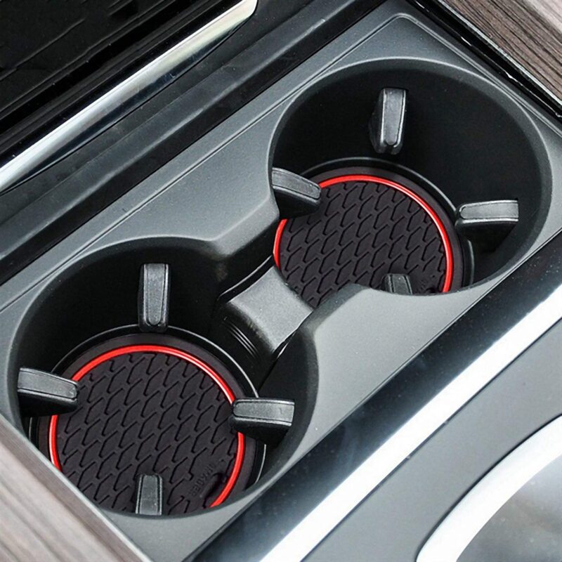 Car Interior Accessories Anti-Slip Dust-Proof Rubber Gate Slot Cup Mats Cup Holder Inserts for X5 X6 F15 F16