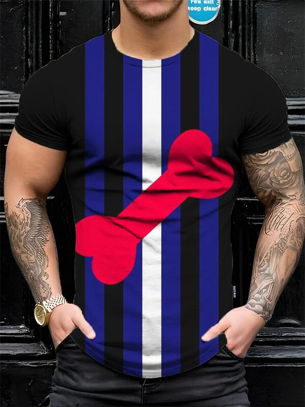 2024 Men T Shirt Love Pattern 3d Print Short Sleeve Summer Tops Tee Casual Sex Love Tshirt Fashion Street Daily Top Men Clothing