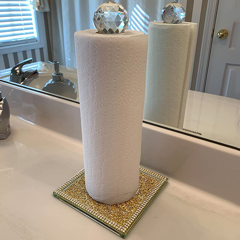 Suporte de papel higiênico de cobre cristal dourado, cromado para parede, acessório para banheiro suporte para rolo de tecido