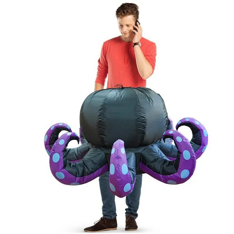 Cosplay Grappige Slak Spin Octopus Opblaasbaar Kostuum Berijdend Skelet Spook Opblaasbaar Kostuum Feest Halloween Show Rekwisieten
