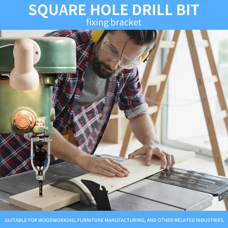 Adaptador Square Hole Drill Bit, Acessório para ferramentas elétricas para máquinas de perfuração, Fácil instalação e desmontagem