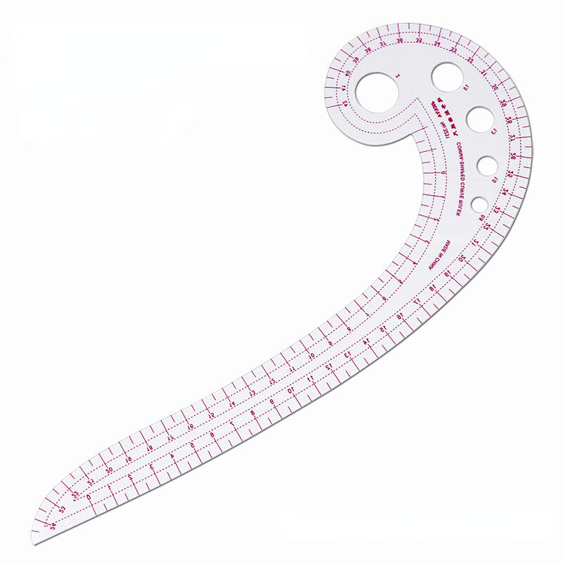 Regla curva francesa transparente de plástico en forma de Coma larga, papelería para corte y prueba de ropa, 1 unidad