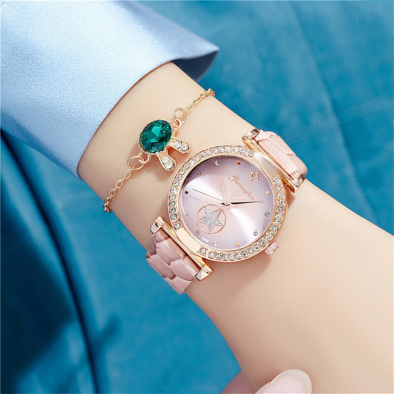 Jam tangan wanita elegan, jam tangan wanita elegan, mode mewah, jam kuarsa untuk wanita, bintang bulat berlian, permukaan jam, untuk wanita