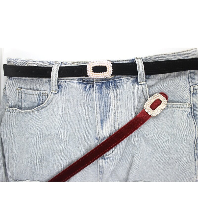 Sabuk beludru trendi kasual Retro, sabuk celana panjang Jeans dekorasi pinggang