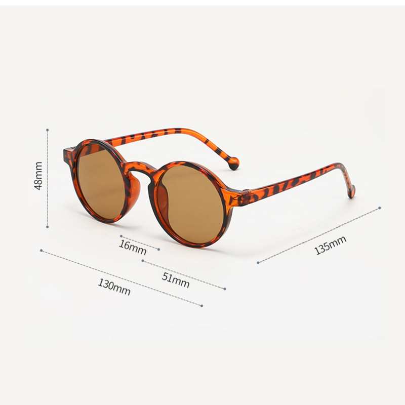 Kacamata Hitam Modis Anak-anak Retro Leopard Print Warna Solid Perlindungan UV Bulat Plastik Kacamata Hitam Mengemudi Mobil