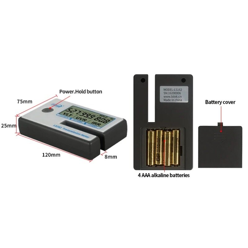 LS162 /LS162A misuratore di trasmissione della tinta della finestra portatile Linshang misura il rifiuto IR tasso di blocco UV trasmissione della luce visibile