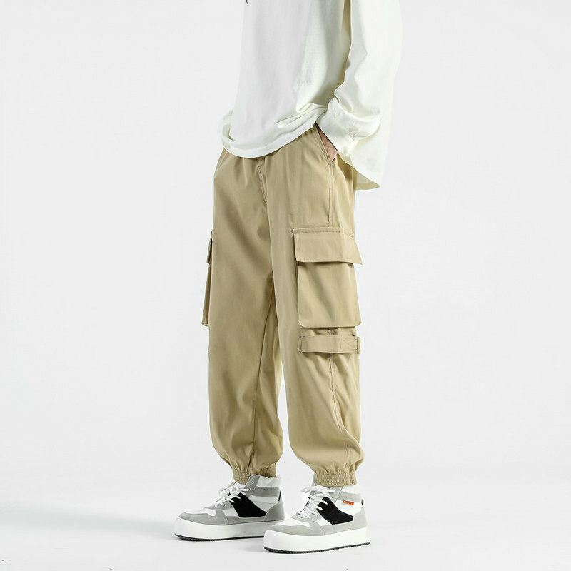 Pantalones Cargo de estilo Harem para hombre, ropa de calle masculina de gran tamaño, con bolsillos, estilo Hip Hop, a la moda, color negro, 2024