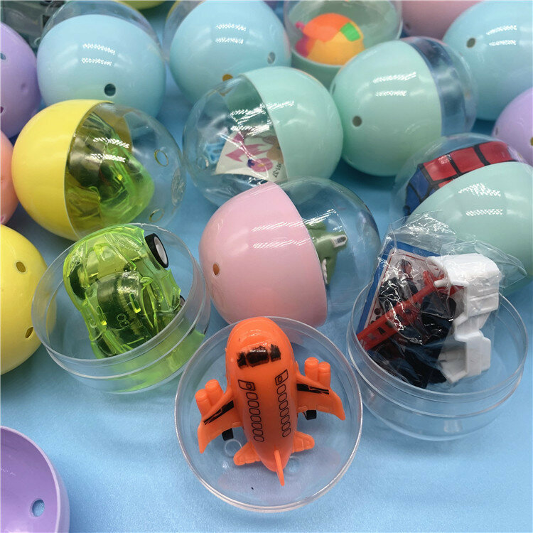 10 Stück 47x55mm Macaron transparente ovale Überraschung kapsel Spielzeug bunte bewegliche Osterei Spielzeug für Baby Kinder zufälligen Versand