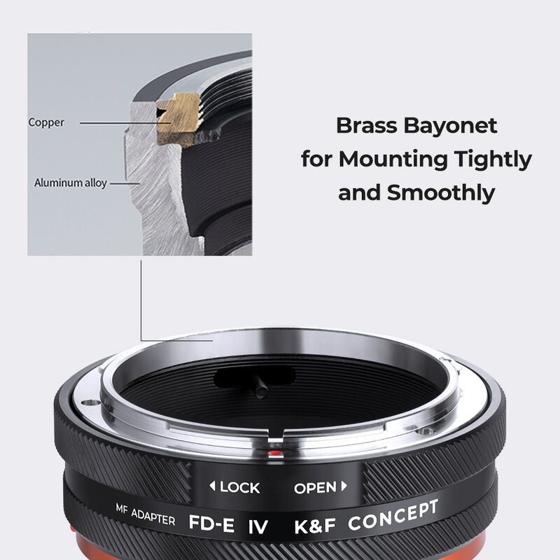 K & F Concept FD do E IV Pro Adapter obiektywu Canon FD do Sony E zamontowany aparat a6000 a5000 A7C A7C2 A1 A9 A7S A7R2 A73 A7R4 A7R5