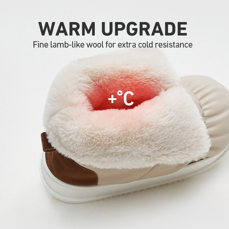 UTUNE-Botas de nieve impermeables para hombre y mujer, zapatos de exterior, Zapatillas de casa cálidas de PU, a la moda, 2022
