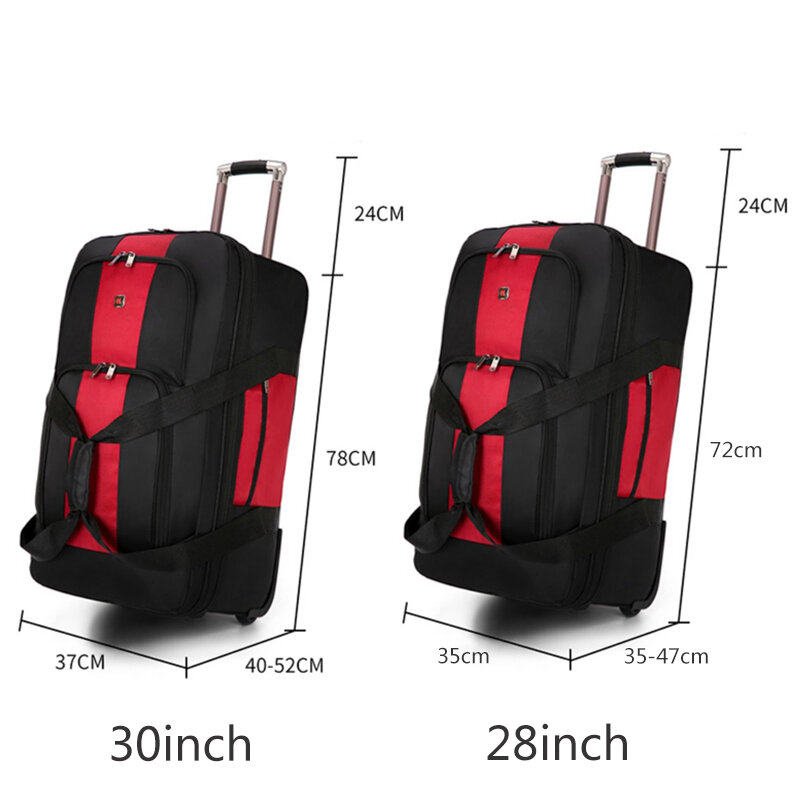 กระเป๋าเก็บของมีล้อกระเป๋ารถเข็นความจุขนาดใหญ่กระเป๋า kopor perjalanan กระเป๋ากันน้ำผ้าอ๊อกซ์ฟอร์ดกระเป๋าเดินทางแบบลากกันน้ำ