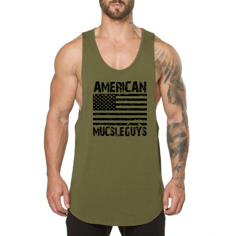 Hot Sale Men's Casual Fitness Gym Bodybuilding Sleeveless Muscle Tank Tops Summer Fashion Cotton Breathable Cool Feeling T-shirt