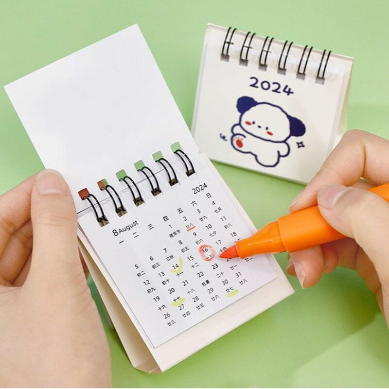 Kalender Ins 2024, sederhana lucu kartun kumparan Notepad Mini Desktop kalender siswa