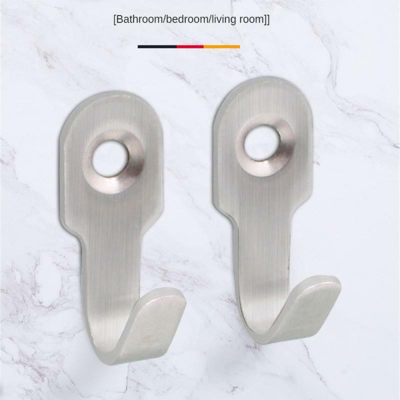 1~10PCS 10cps Kitchen Bathroom Hooks Stainless Steel Hanging Adhesive Hooks Stick On Wall Door Clothes Handbag Towel Holder Wall