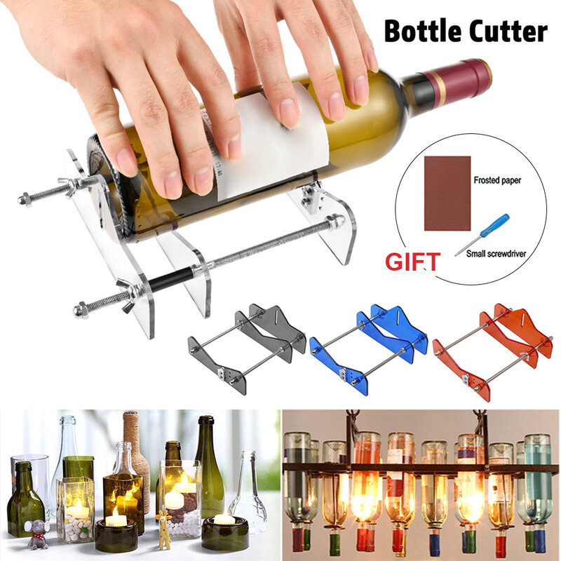 DIY butelka zestaw do cięcia szklana przyrząd do rozcinania butelek akrylowa regulowana maszyna do cięcia butelek do wina/butelki do piwa