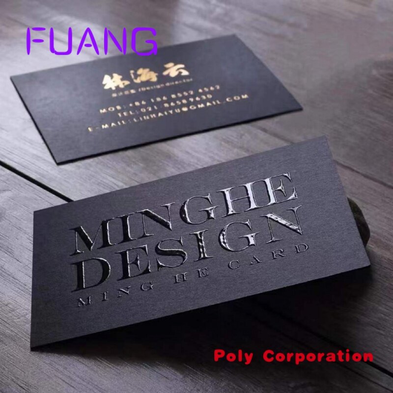 Custom  Custom Create Own Name Printing UV Embossing Black Paper Business Cards