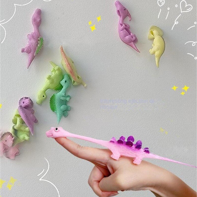 5 buah 10 buah mainan dinosaurus ejeksi jari Slingshot dinosaurus karet pesta ulang tahun anak laki-laki hadiah pesta dinosaurus anak-anak dekorasi gif