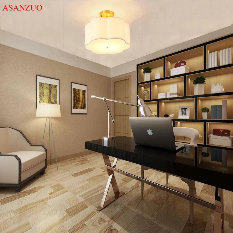 Luzes de teto de cobre com pano acrílico, Modern Living Room Decor, Iluminação para corredor e quarto, Lâmpadas E27