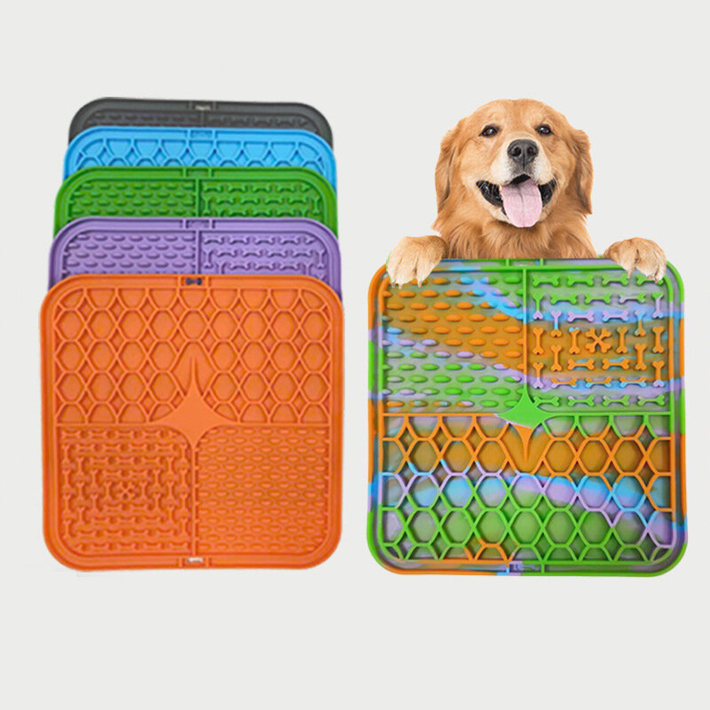 Mata silikonowa do lizania psa psy domowe wolno talerz, silikonowe przyssawki dla psa, artykuły do karmienia pies treningowy