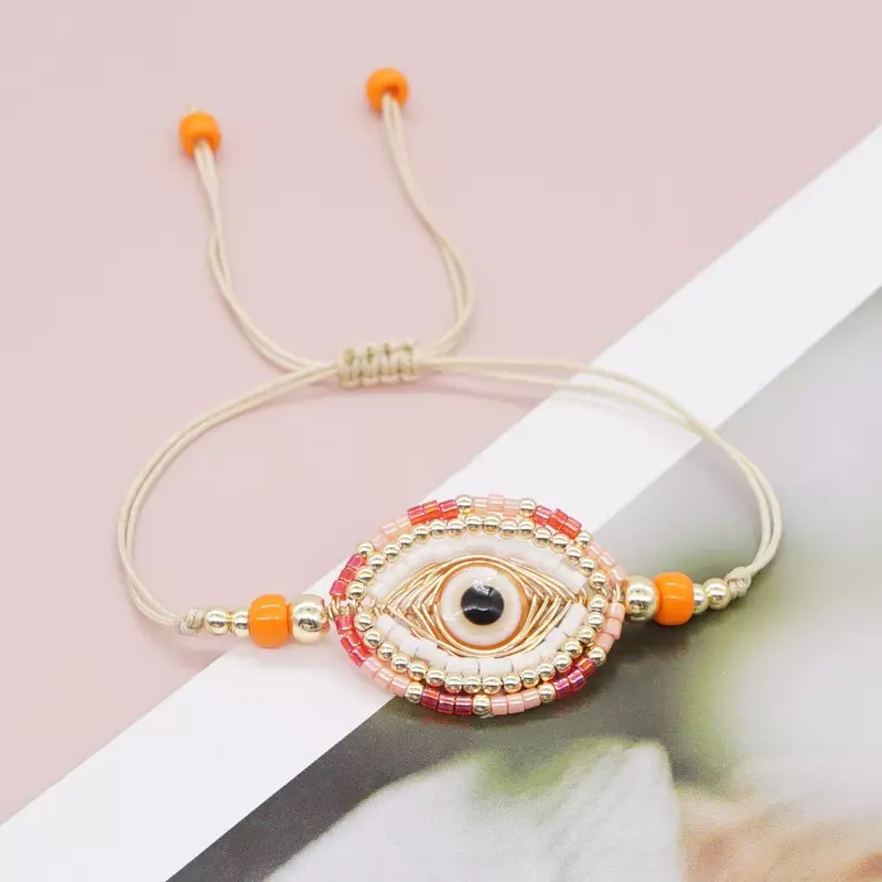 Perlen armband Personalisierte Teufel Auge Kreative Vintage Trendy Minimalistischen Hand stricken Einstellbare Böhmischen Reis perle armband