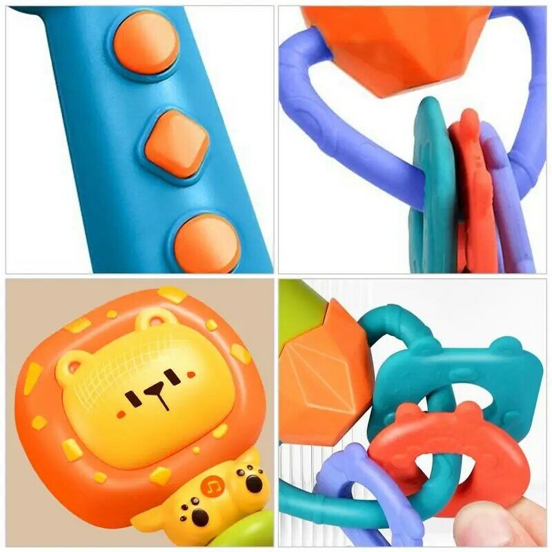 Sonaglio neonato massaggiagengive giocattoli giocattolo di apprendimento sicuro sonaglio per bambini con musica morbido massaggiagengive giocattolo educativo regalo neonato con LED per bambini