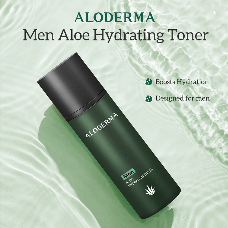Aloderma Set perawatan kulit pria, Set perawatan kulit untuk membersihkan secara mendalam, menyegarkan, dan melembabkan