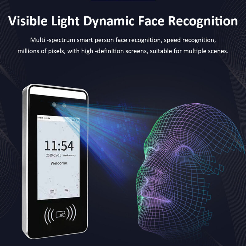 ZK Видимый телефон, биометрическое распознавание лица на ладони, RFID-карта, управление доступом к двери, машина для посещаемости времени Xface60