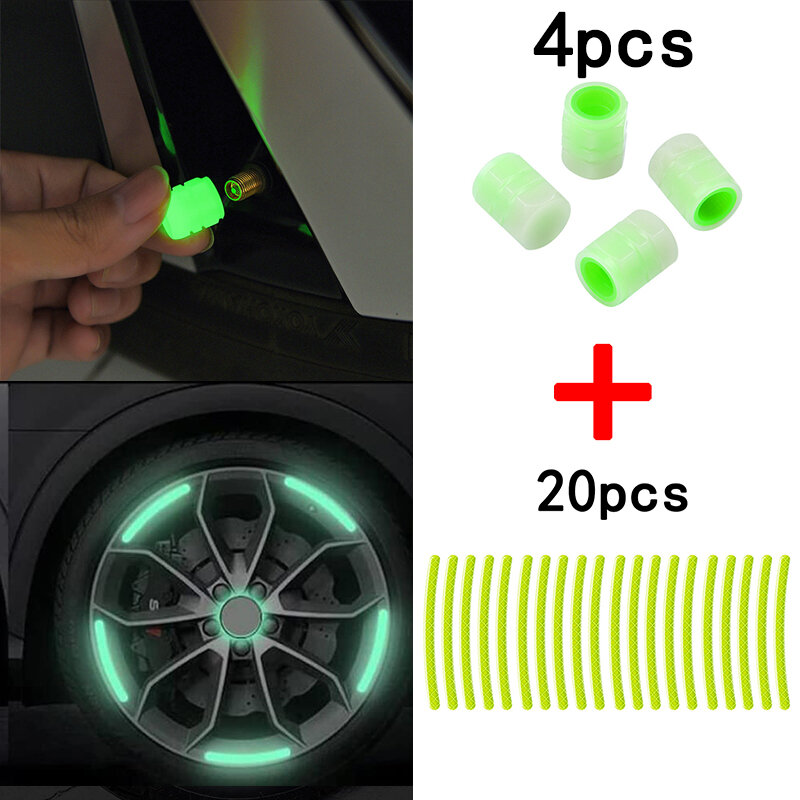 Auto Wiel Reflecterende Stickers Lichtgevende Ventiel Doppen Fluorescerende Motorfiets Wiel Styling Band Hub Universele Accessoires