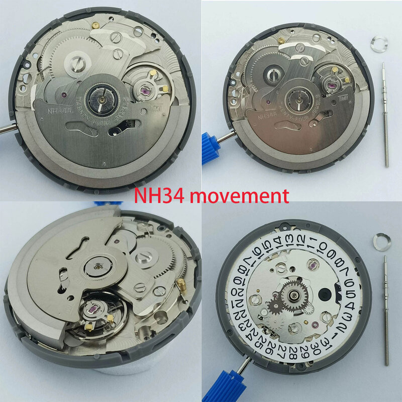 Alta precisão Movimento mecânico automático, 4 mãos GMT Data, Japão 24 Jewels, NH34A, NH34 4R34