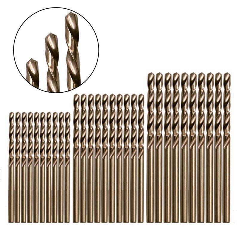50pcs M35 Cobalt Twist Drill Bit Straight Shank High Speed Steel Hole Saw for Stainless Steel Aluminum Wood Plactic Metal Drills