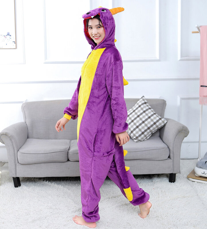 Adults Kigurumi Onesies Dragon Women Pajamas Set Unisex Men Onepiece Jumpsuit Cartoon Homewear Halloween Party Cosplay Costume