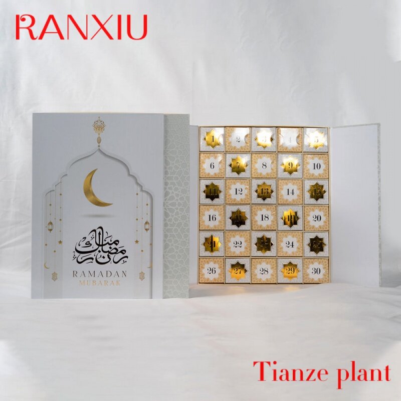 Caja de embalaje para niños, calendario de adviento de Ramadán, cuenta regresiva personalizada, chocolate vacío, 30 días