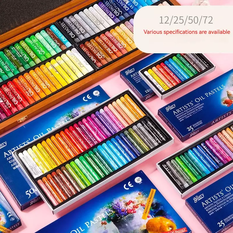 Set Pastel minyak lembut seniman 25/50 warna, perlengkapan sekolah seni grafiti dapat dicuci tidak beracun