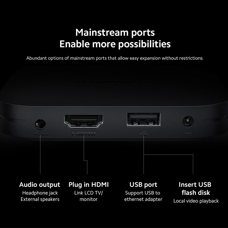 Xiaomi-Mi TV Box S 2ª Geração, 4K Ultra HD, BT5.2, 2GB, 8GB, Google TV, Assistente do Google, Versão Global